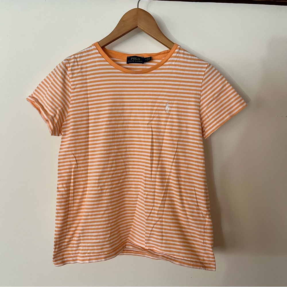 Ralph Lauren Peach & White Striped Tee